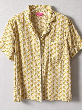 ISAAC MIZRAHI Giraffe Print Women’s Pajama Top Button Front Size M